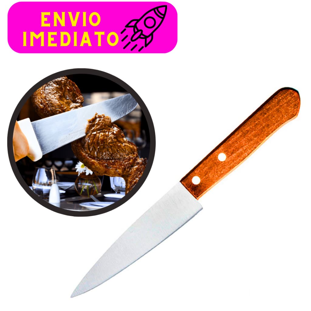 Faca Inox Chef 7' Profissional Cabo De Madeira Multiuso Para Cozinha Restaurante Carnes Legumes