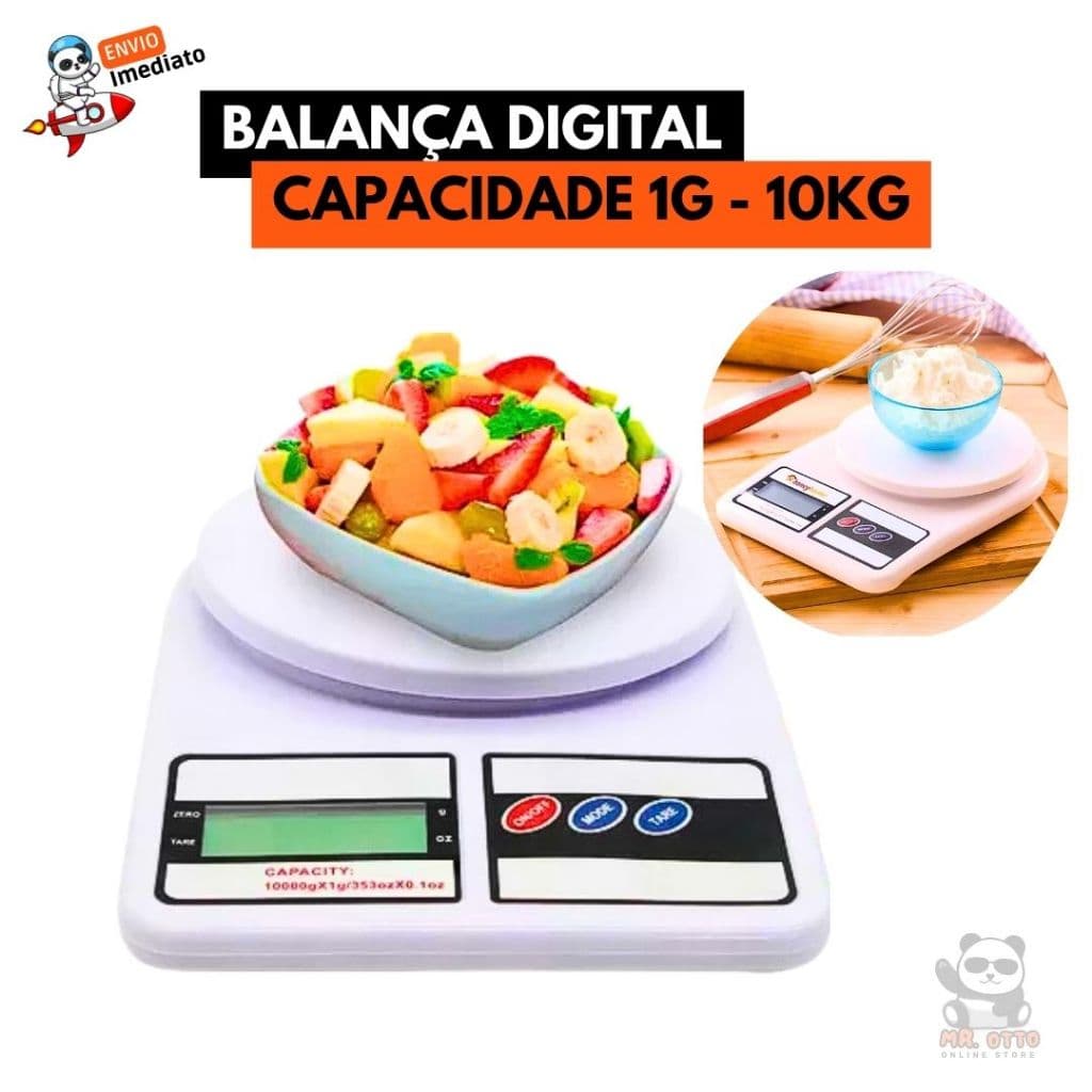 Balança Digital 10kg Para Cozinha Alta Precisão Dieta Fitness Culinária Confeiteiro Peso de Alimentos