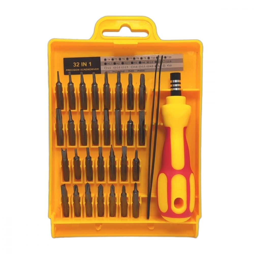Jogo Chave Ferramenta 32 Peças Chaves Alen Torx Fenda Philips para conserto de Notebooks Tablets Celulares TV