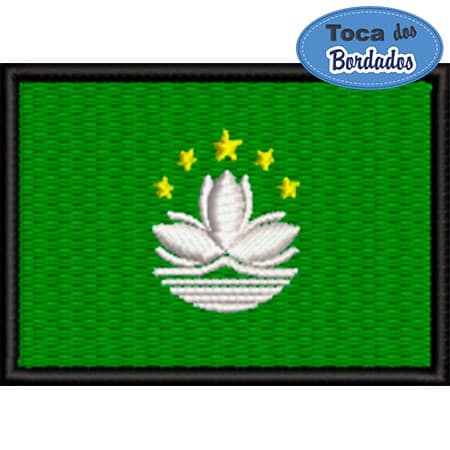 Patch Bordado Bandeira Macau 5x7 cm Cód.BDP299  com borda preta