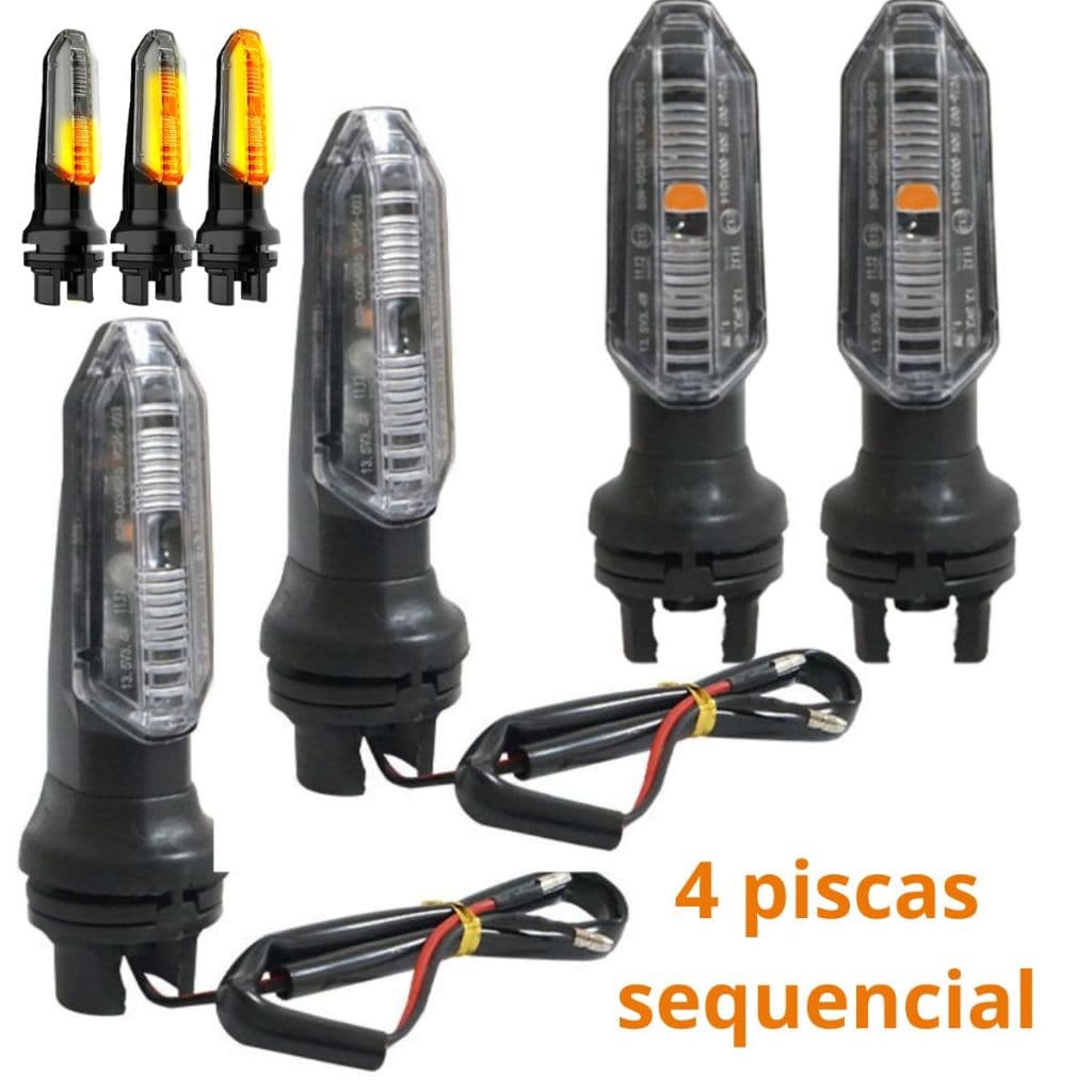 4 PISCAS SEQUENCIAL DE LED MOTO SOQUETE ORIGINAL MODELO NOVA CB 250 TWISTER CG SETA STALLION KIT D/T