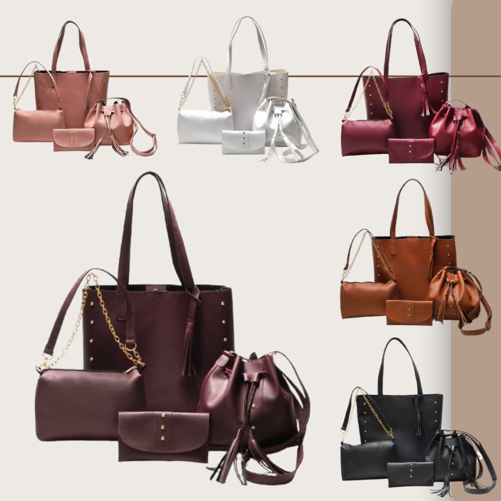 Bolsa Feminina Kit Com 4 peças Bolsa De Ombro E Com Carteira Lançamento