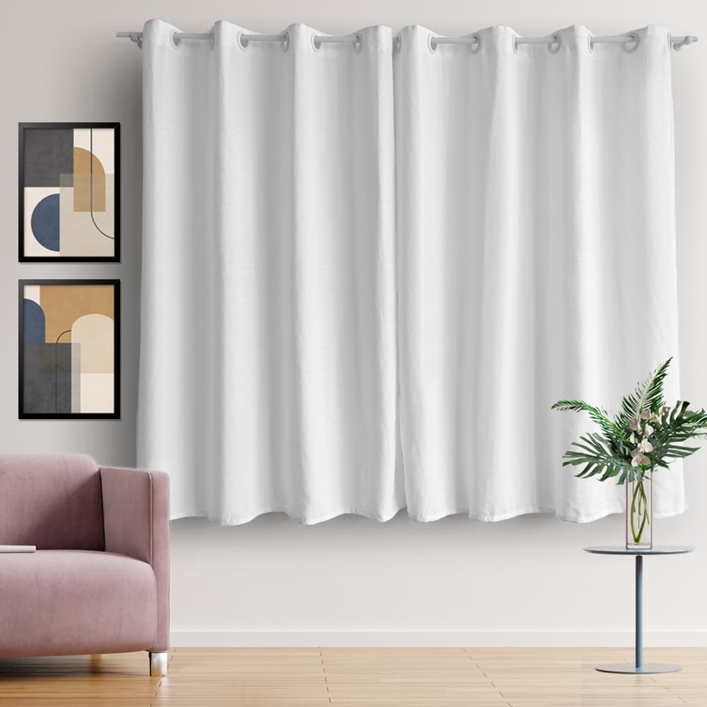Cortina Rústica Linho Cru Luxo Ilhós Branco 2,80 x 1,60 Altura Quarto Sala Escritório Porta Janela Varão