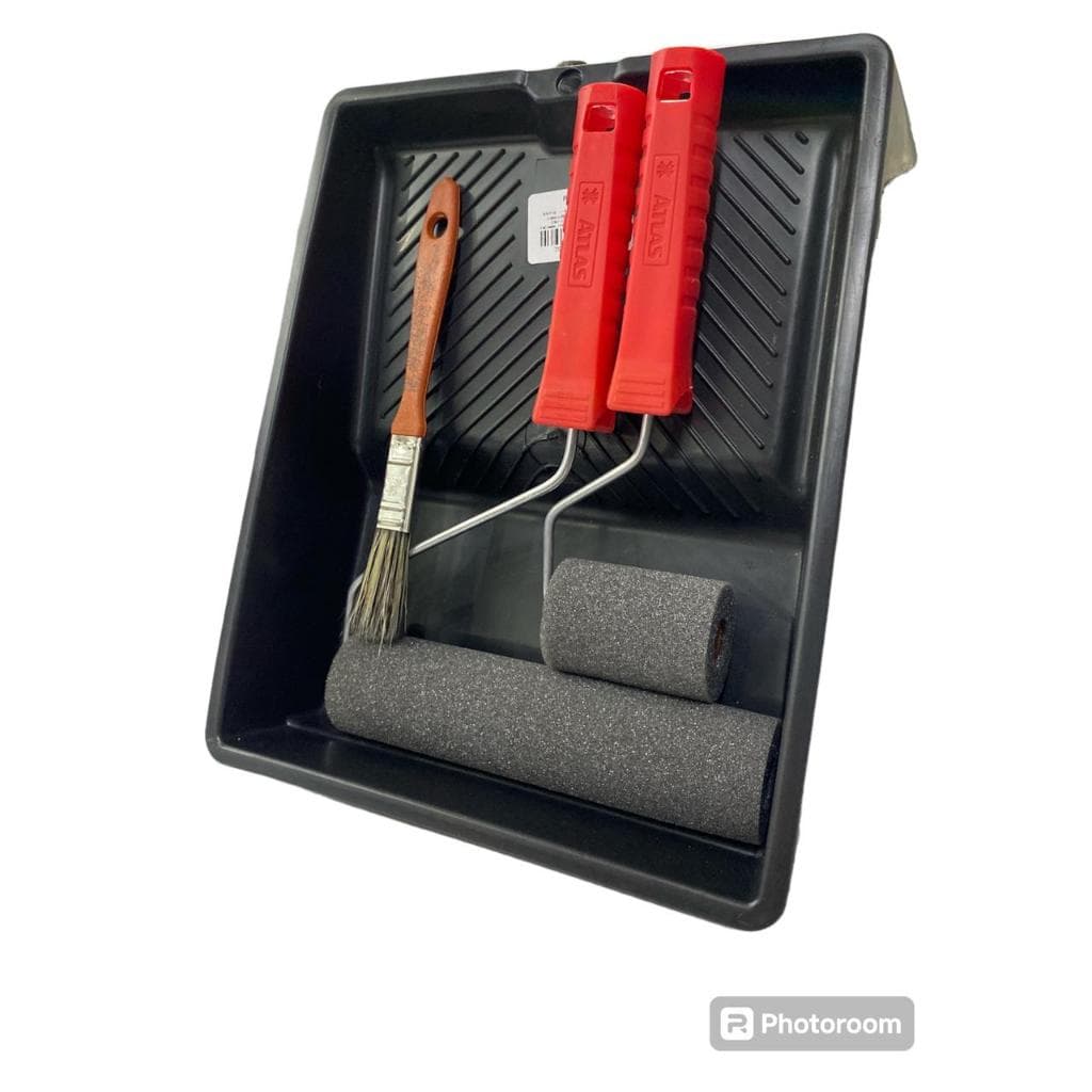 Kit Pintura 4 Peças Com Bandeja , Pincel , Rolo 15cm , Rolo 9 Cm Espuma