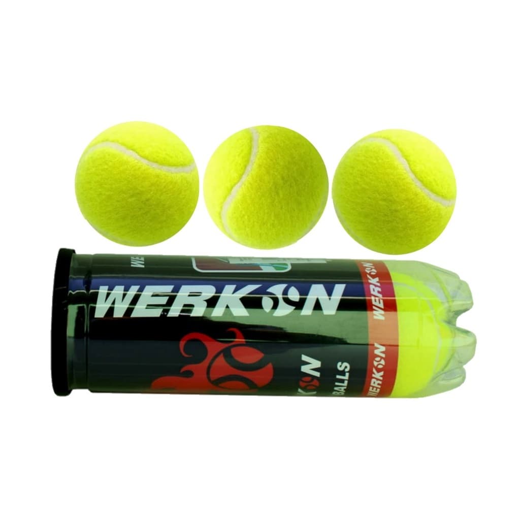 Kit Bola de Tênis 3 Bolinhas Verde com Tubo Borracha Resistente
