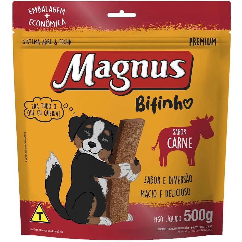 Bifinho Petisco Magnus 500g sabor Carne - Petisco para cachorros Pet
