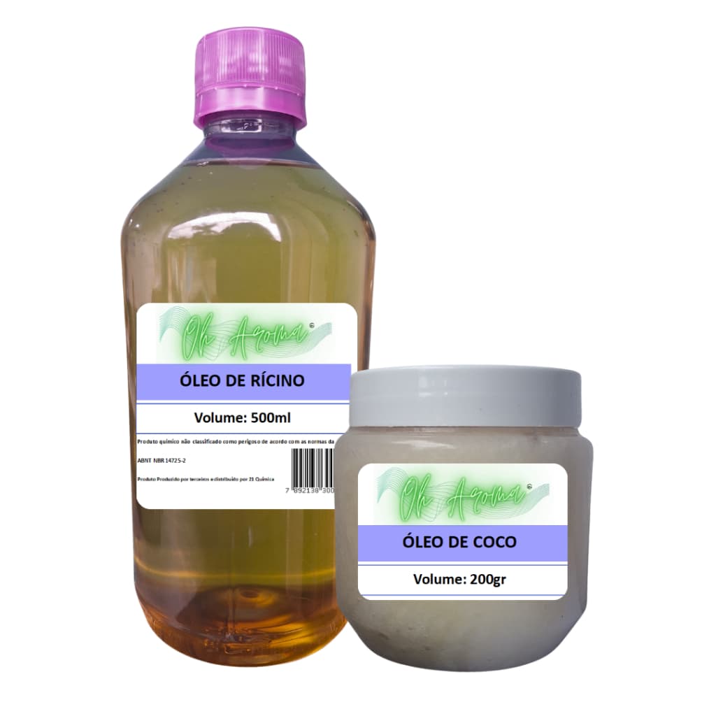 Kit Óleo De Rícino 500ml + Óleo De Coco 200ml Extra Virgem