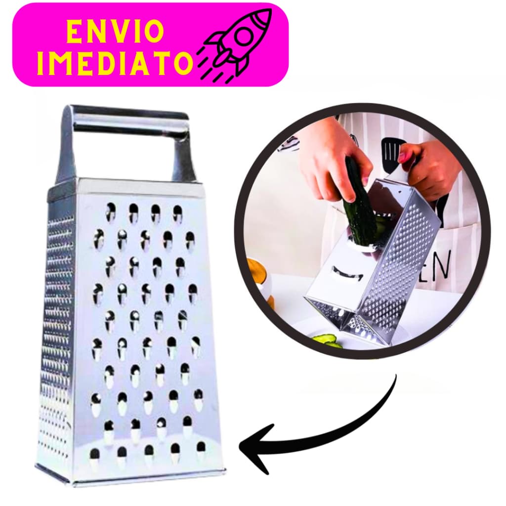 Ralador Manual 4 Faces Multiuso Original Inox 20,5cm Legumes Queijos Fruta 4 Lados