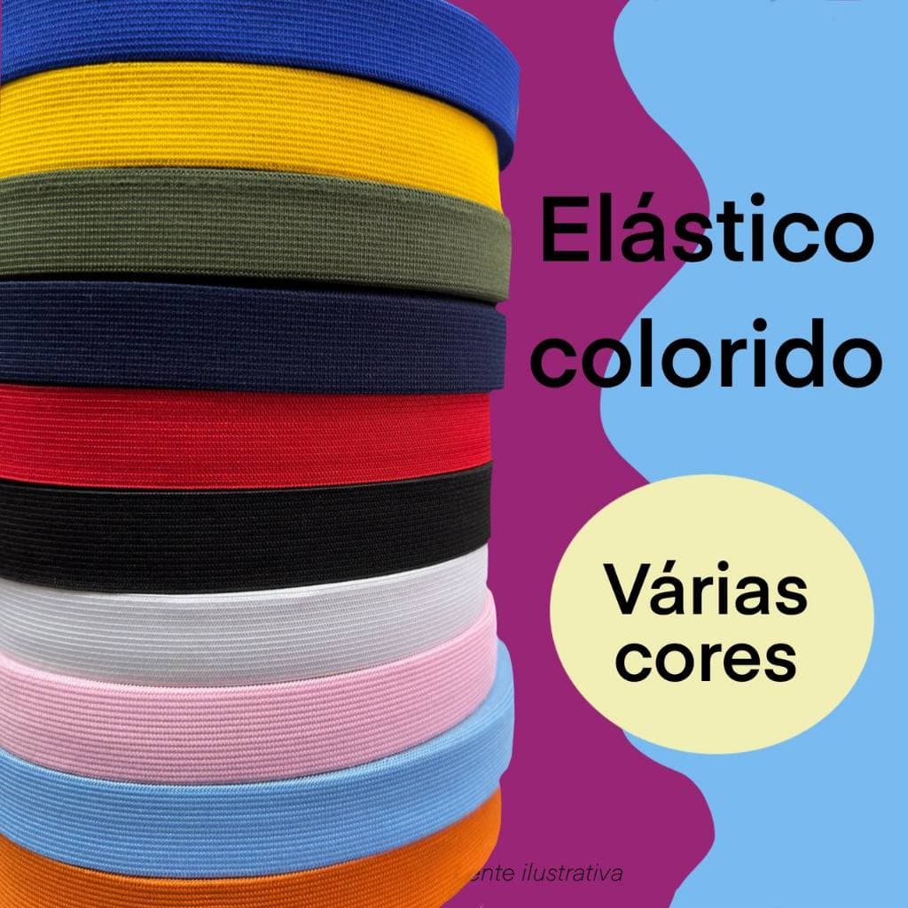 Elastico chato - 25mm - 25 mts - varias cores - para bolsas e mochilas