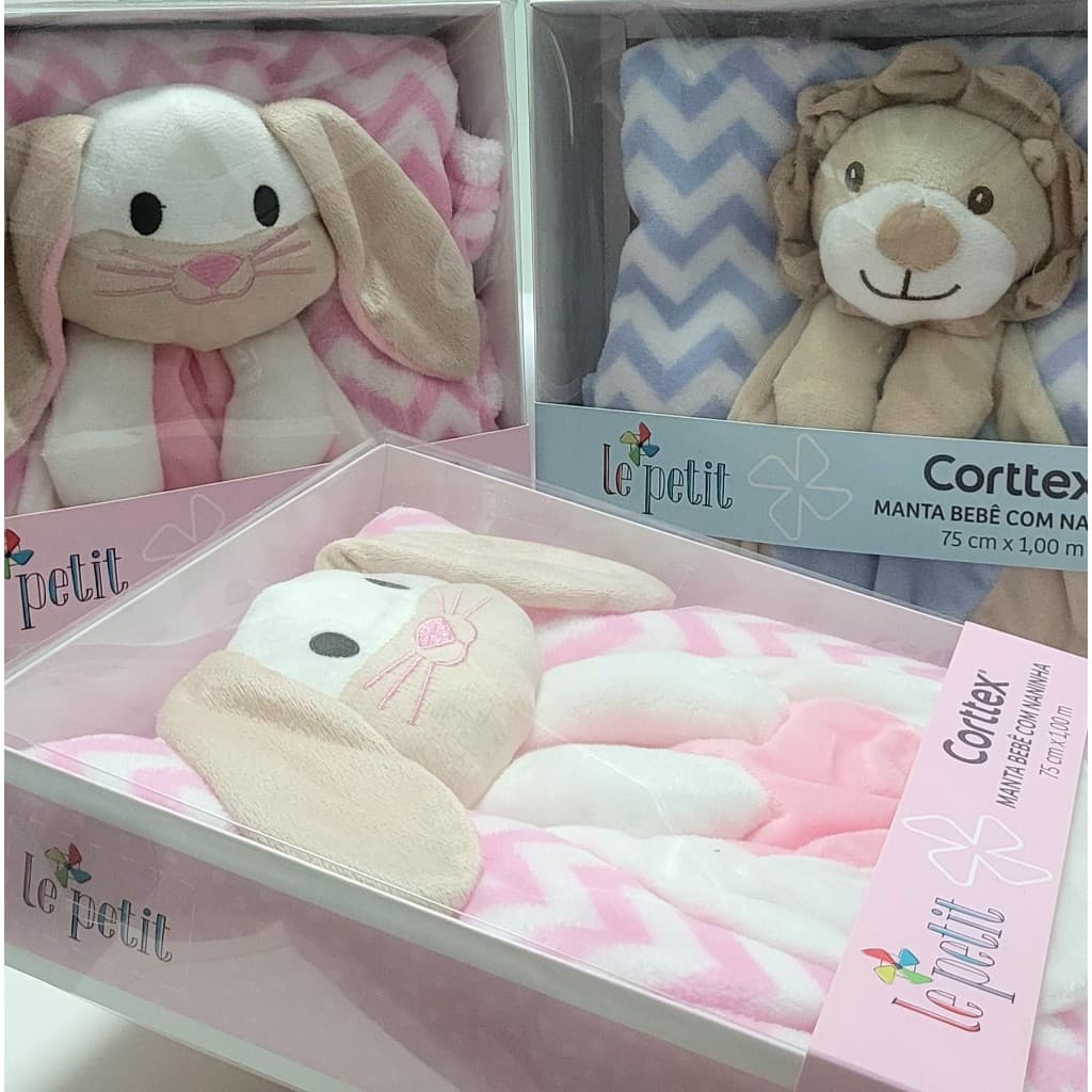 MANTA COM NANINHA EM MICROFIBRA PARA BEBÊ INFANTIL 1,0M X 0,75CM MACIA SOFT ENXOVAL DE BEBÊ PRESENTE