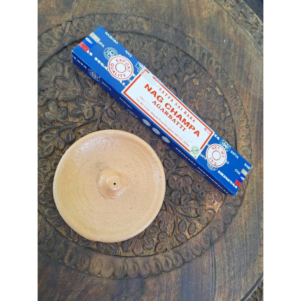 Kit Nag Champa + Incensário de Cerâmica Fria e Pintada Esoterismo