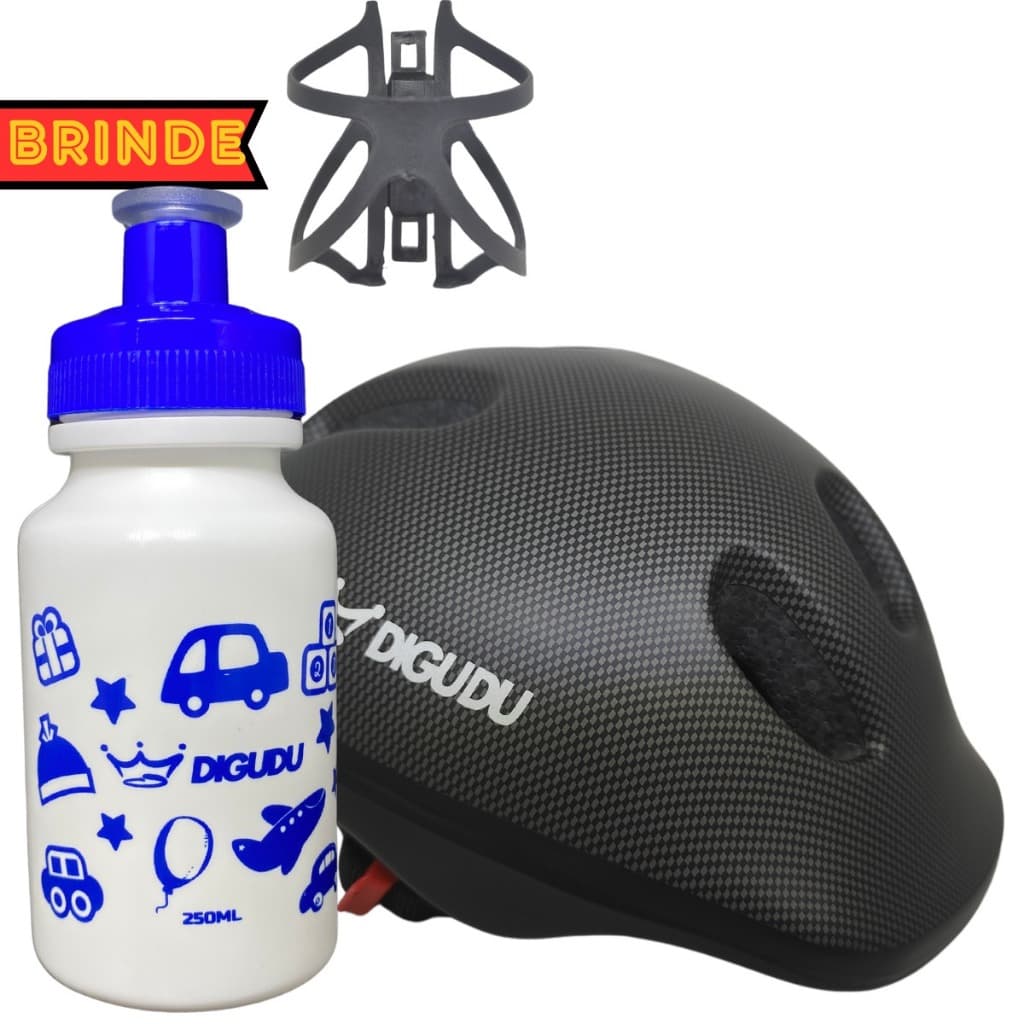 Capacete Ciclismo Preto Baby Infantil Bicicleta Proteção Criança Garrafinha Agua Kids E Suporte