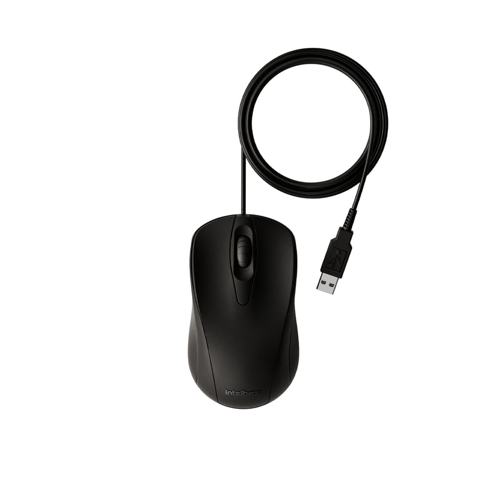 Mouse Preto com Fio Click Silencioso - Intelbras MCI 20