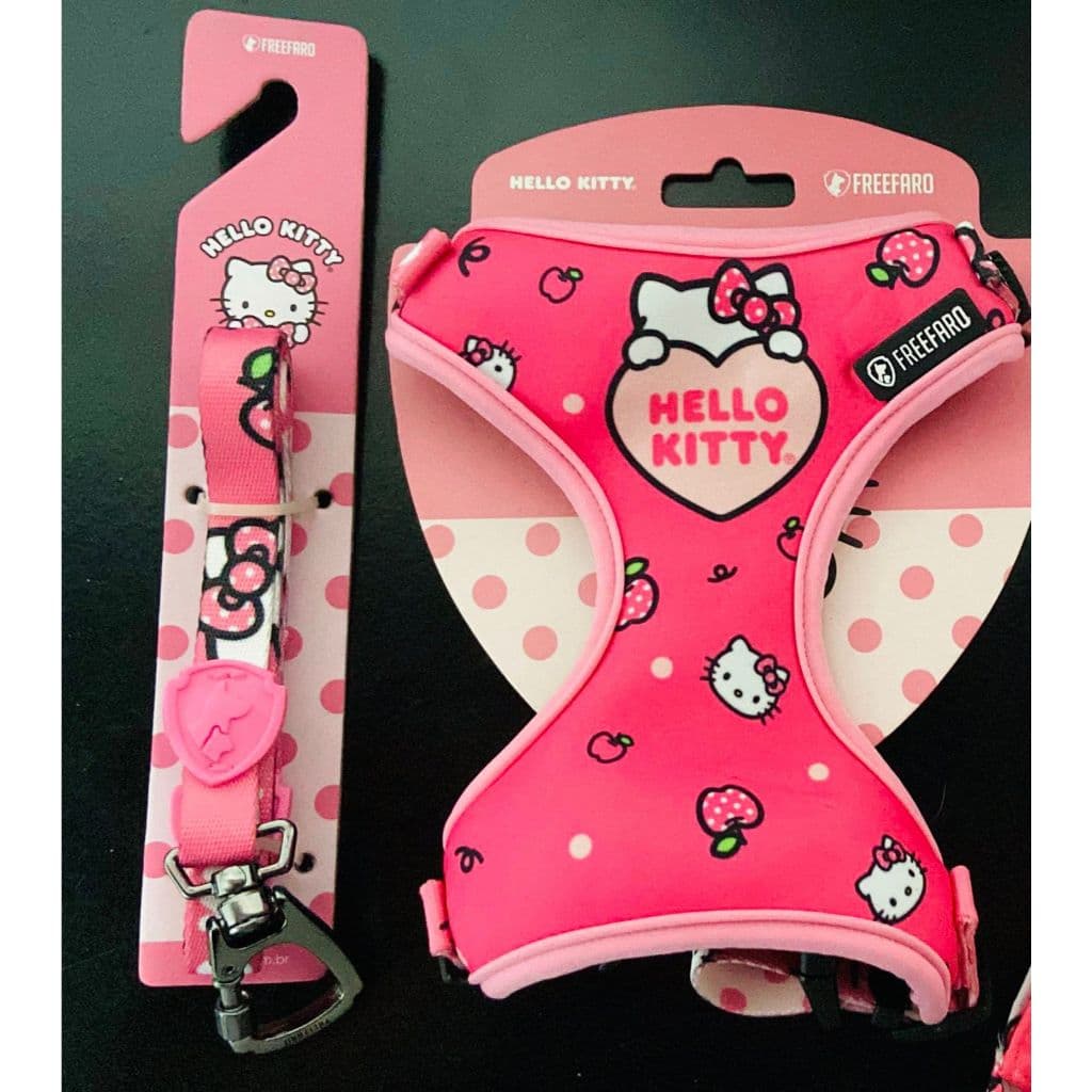 Conjunto Peitoral + Guia Para Cachorros Freefaro Hello Kitty SanRio