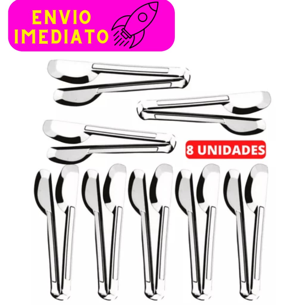 Kit Cozinha 8 peças Pegador Universal, Massa e Gelo em Aço Inox