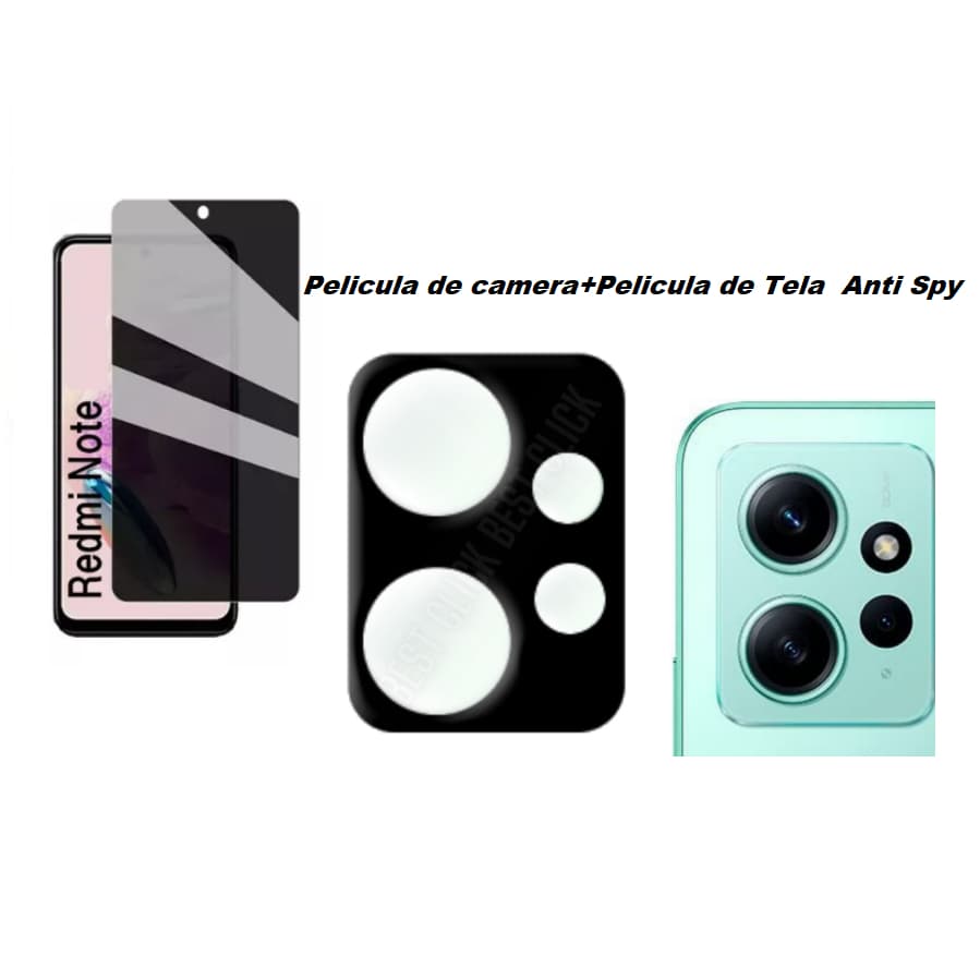 Kit película Para Câmera  + Pelicula 3D anti Spy Redmi Note 12 4G / Pelicula de privacidade