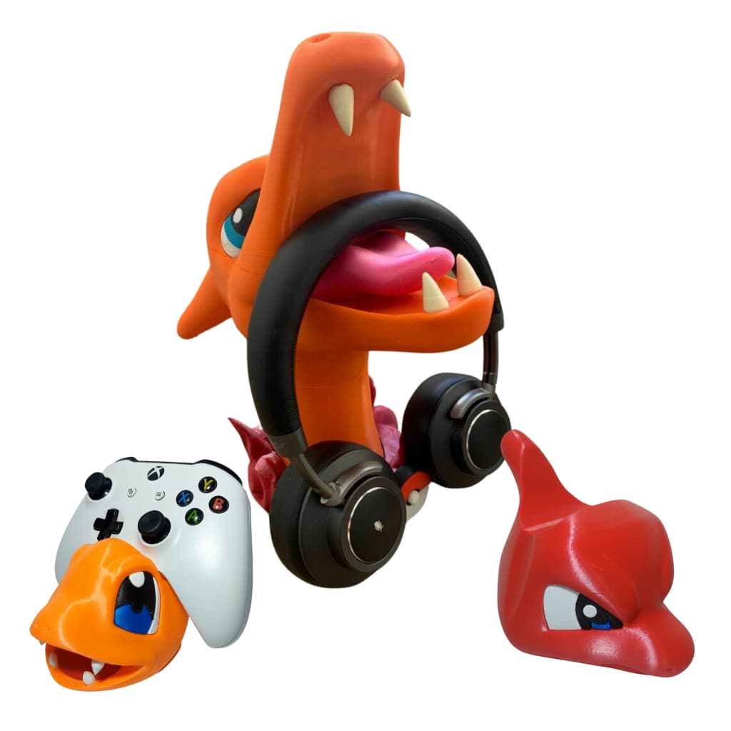 Kit Pokémon  Suporte para Headset e Controle Playstation Xbox One Charizard Charmander Charmeleon