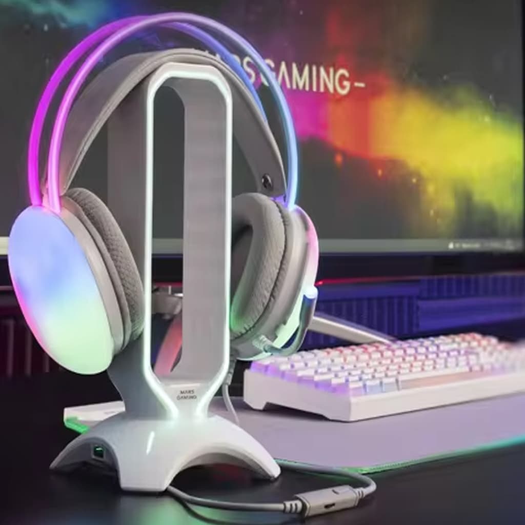 Headset Gamer Delta Gamer note Rgb Branco e Preto Raibow Fone de Ouvido