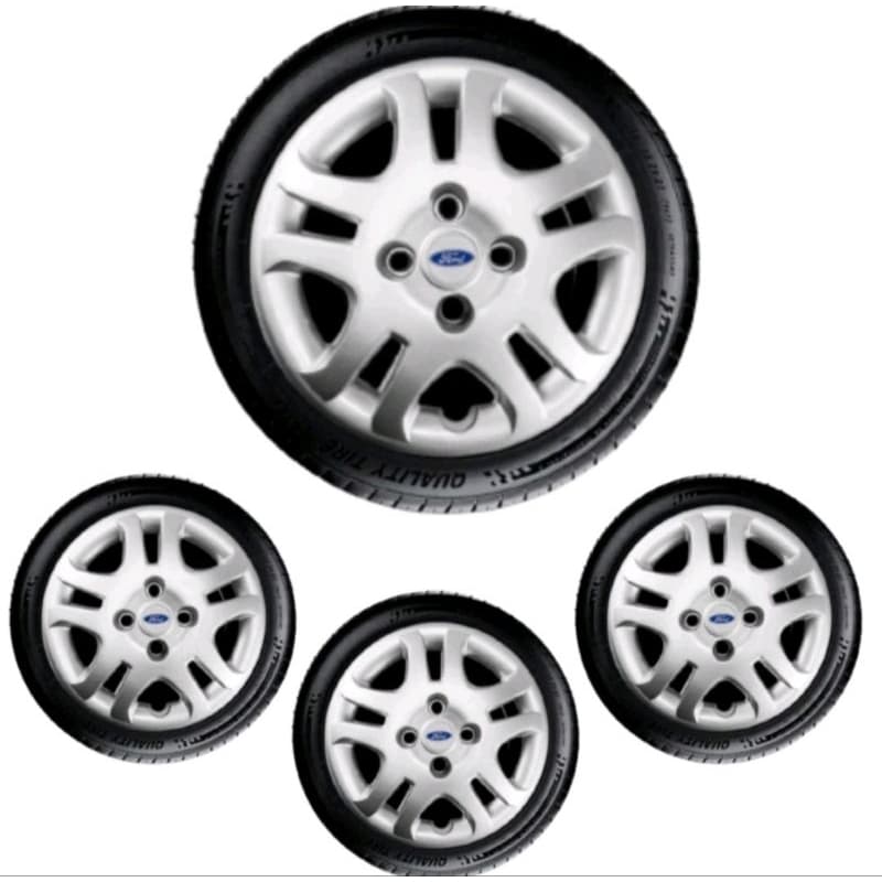 Jogo 4 calotas aro 14 Fiesta hatch sedan 2011 acompanha emblemas