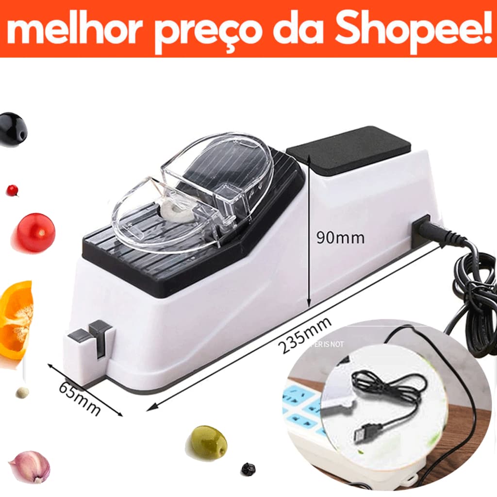 Afiador Amolador De Facas Tesouras Profissional Elétrico Usb Cozinha Modelo 2024