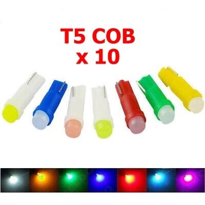 5/10 x Lâmpada Led automotiva T5 COB painel pinguinho carro branco azul verde rosa amarelo