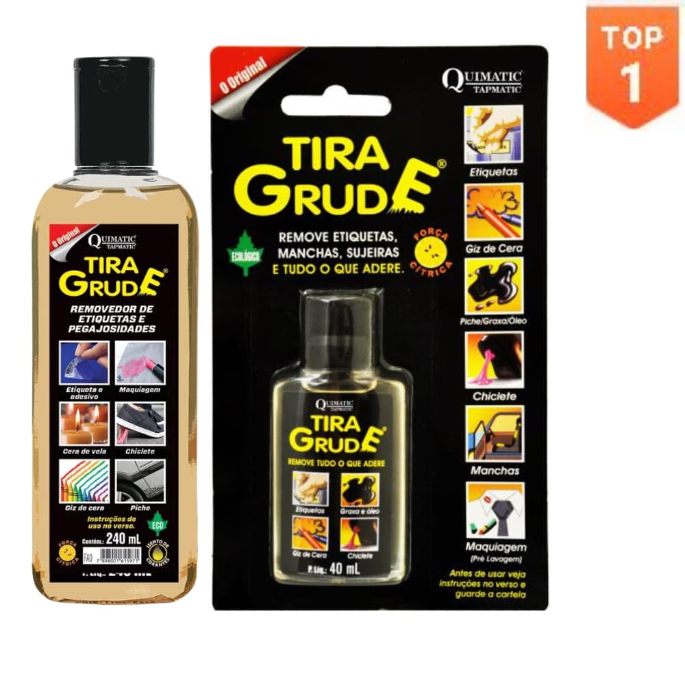 Tira Grude Removedor de Cola, Adesivo, Manchas e Sujeiras Quimatic - 40ml ou 240ml