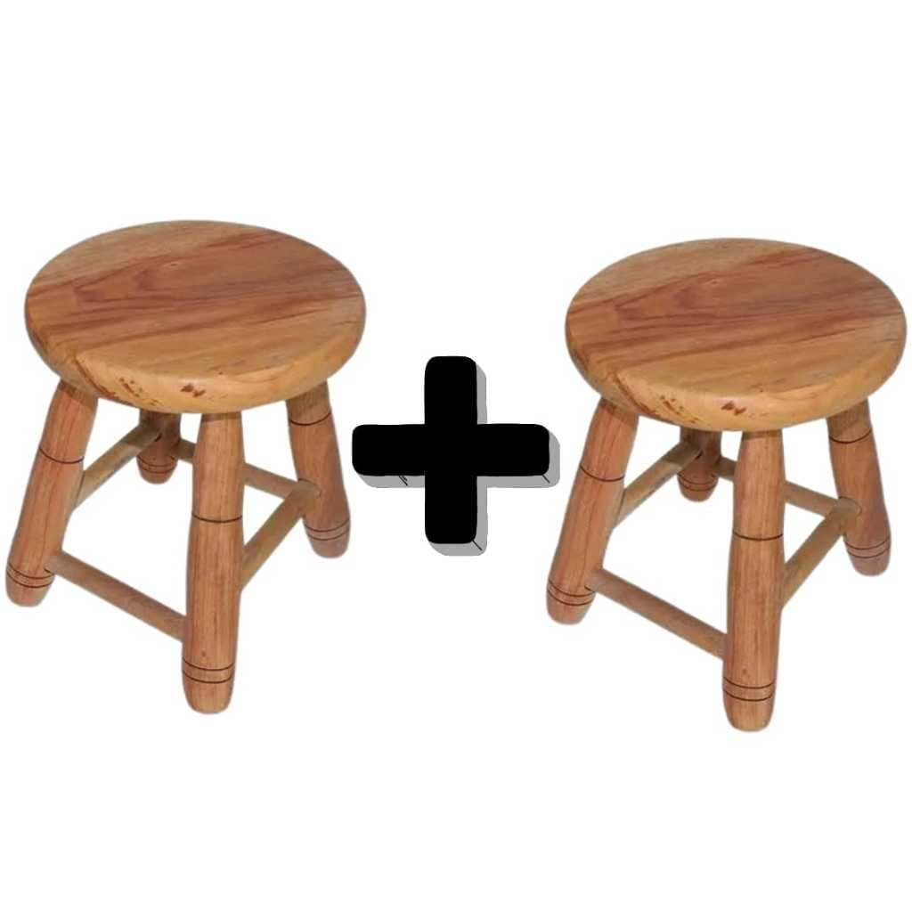 Kit 2 Banquinhos em madeira maciça pequeno 29 cm - Decorativo