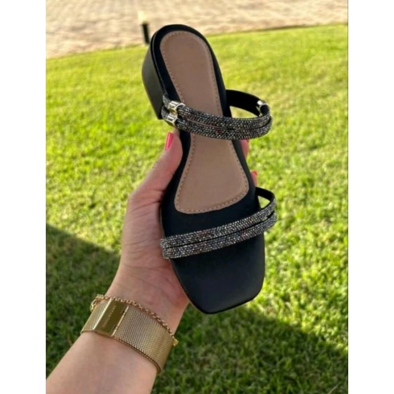 sandália tira strass  Feminina Confortável Promoção Imperdível