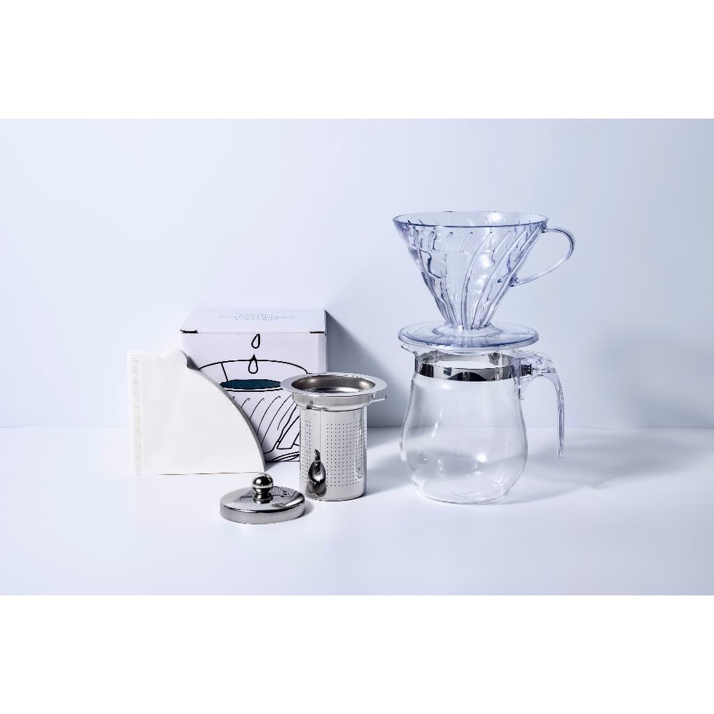 Kit Cafeteira Raleo V60 Jarra+tampa+suporte+40 Filtro Branco