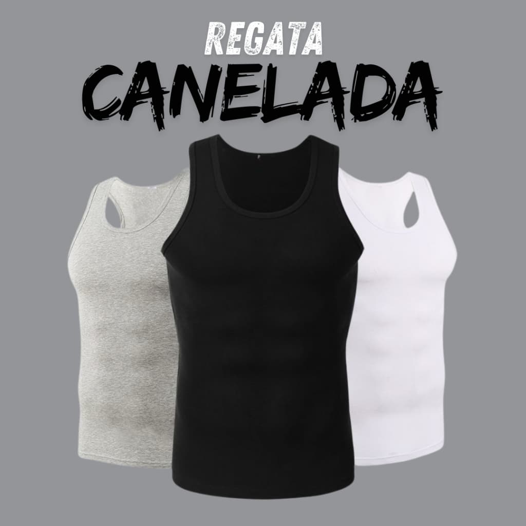 Regata Canelada Masculina Básica Canelada Americana