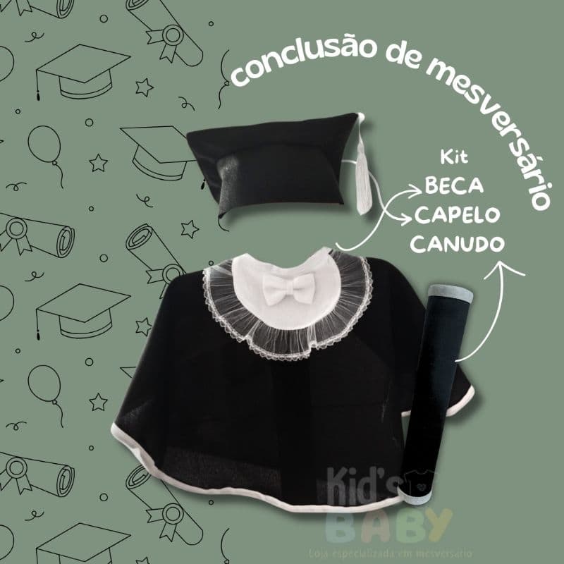 kit meia beca formatura/ conclusão de mesversário/formatura de bebe