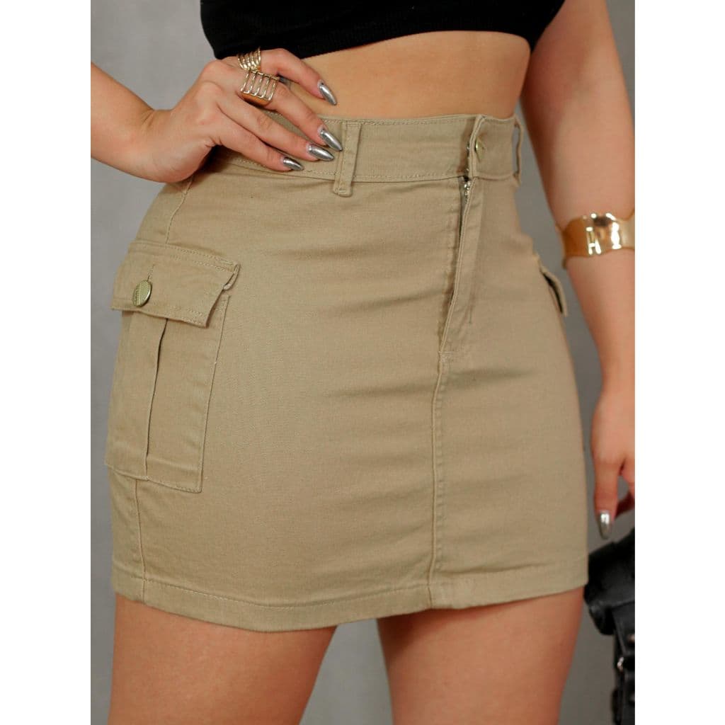 saia cargo feminina com Lycra com bolso