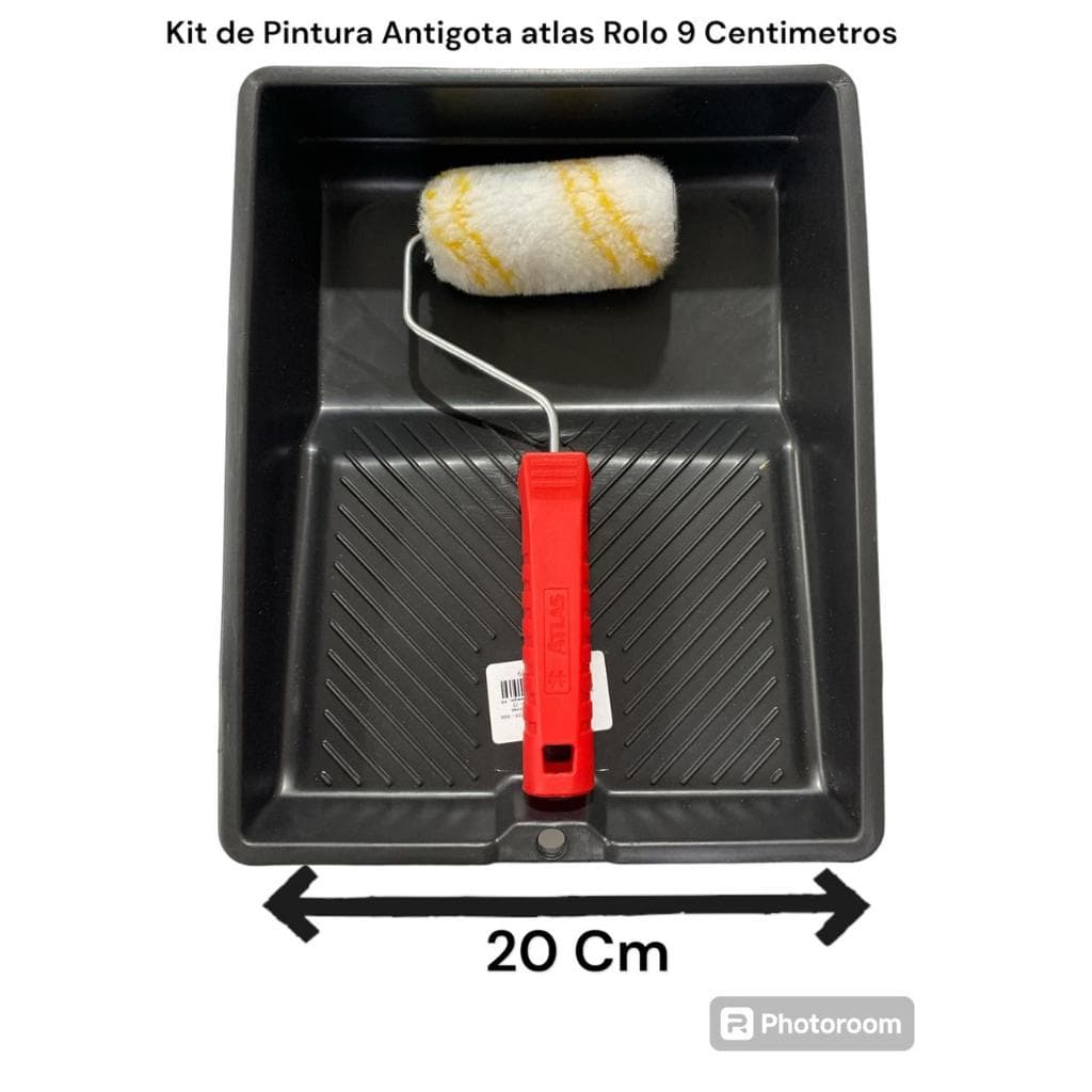 kit Pintura Rolo Anti-Gota Anti Respingo 9 Cm Com Bandeja De Pintura 20 Cm Atlas