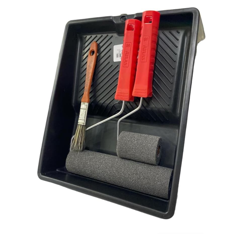 Kit Pintura 4 Peças Com Bandeja , Pincel , Rolo 15cm , Rolo 9 Cm Espuma