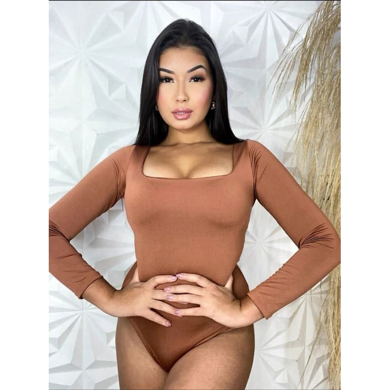 Bory Bori Body Manga Longa Gola Quadrada Decote Quadrado Suplex Premium Tecido Premium