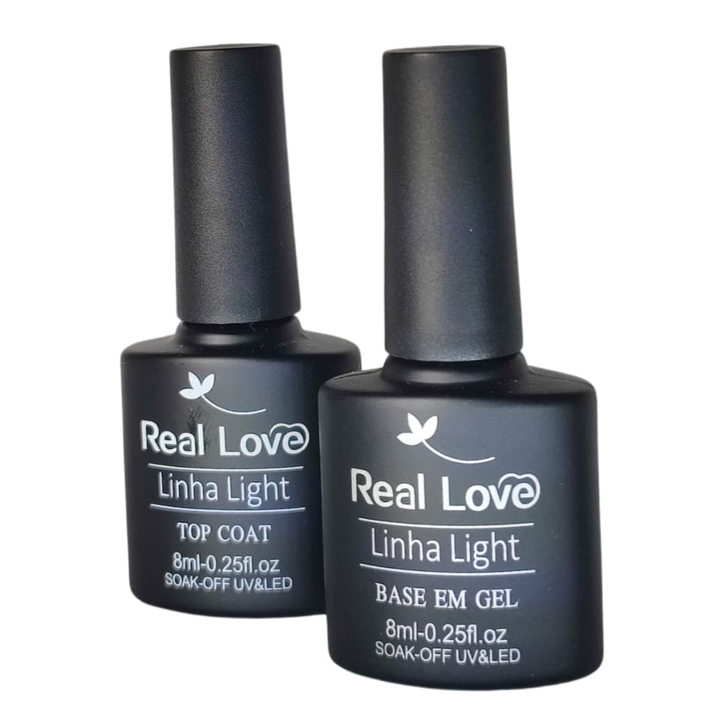 Kit Pretinho Basico Real Love Base Em Gel E Top Coat Unhas