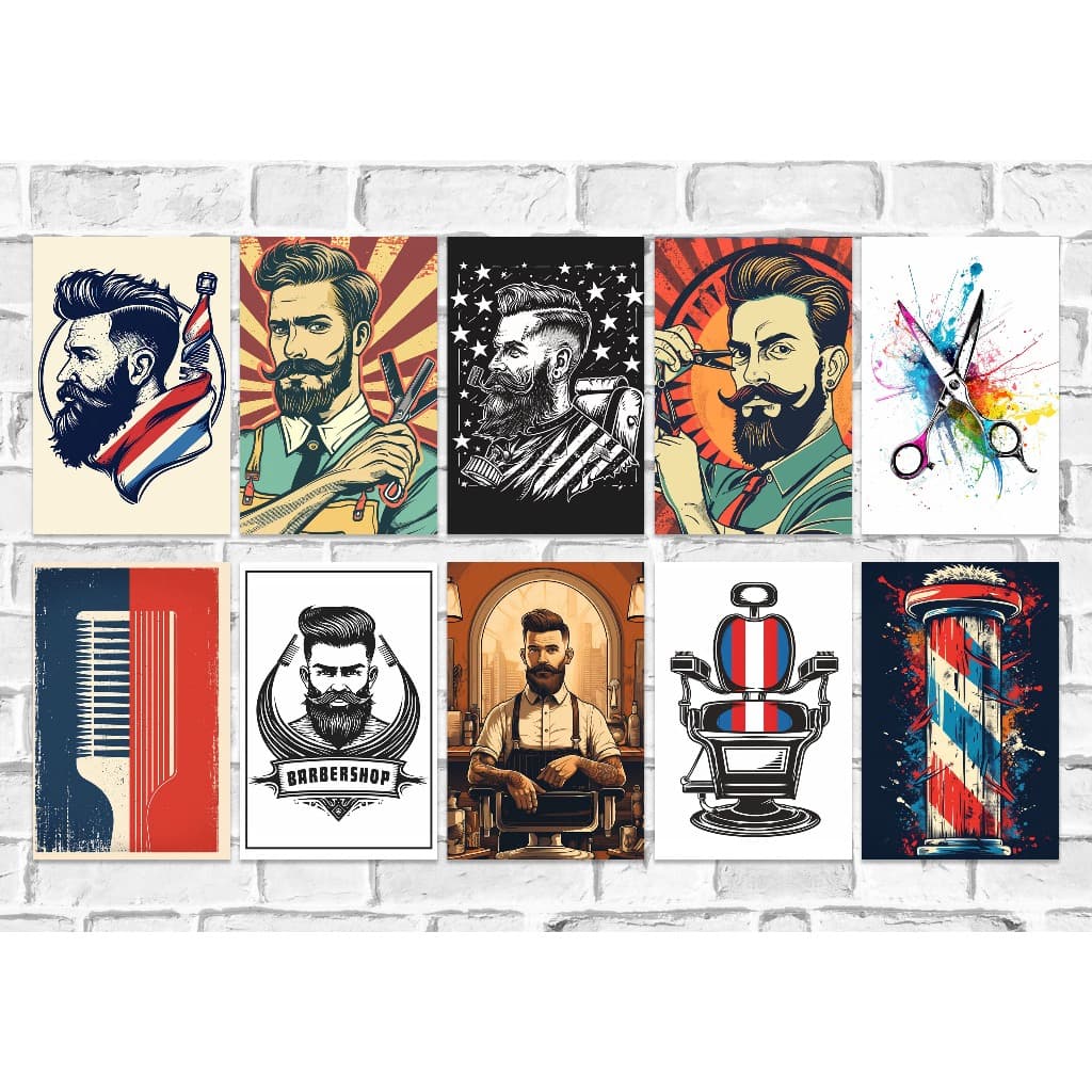 Quadros barbearia Barber Barbeiro Cabelo Cabelereiro Barba Cortes Bigode Varios modelos