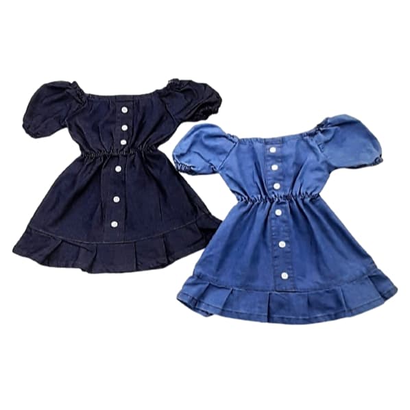 Vestido Infantil Jeans menina Ciganinha de botão