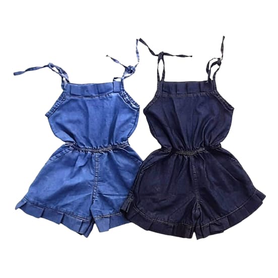 Macaquinho Jeans Moda Blogueirinha Alça de Amarrar