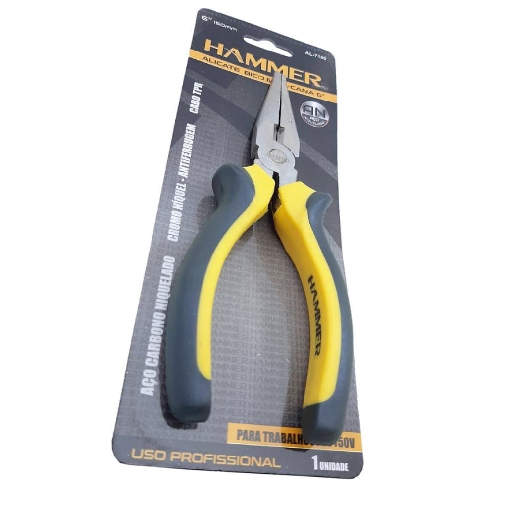Alicate de Bico Meia Cana 6 Emborrachado Hammer - Original