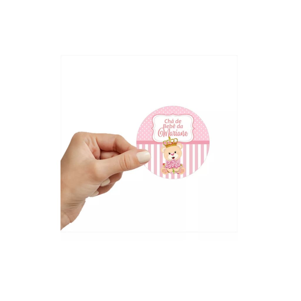 100 Adesivos Personalizados - Ursa Princesa