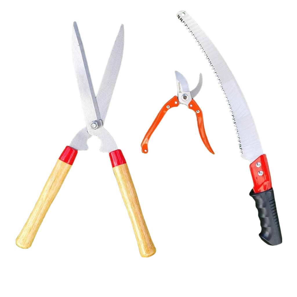 kit Jardinagem Poda Galhos Tesoura Poda Serrote Podador Galho de Arvores tesourão Aparar Cerca Viva