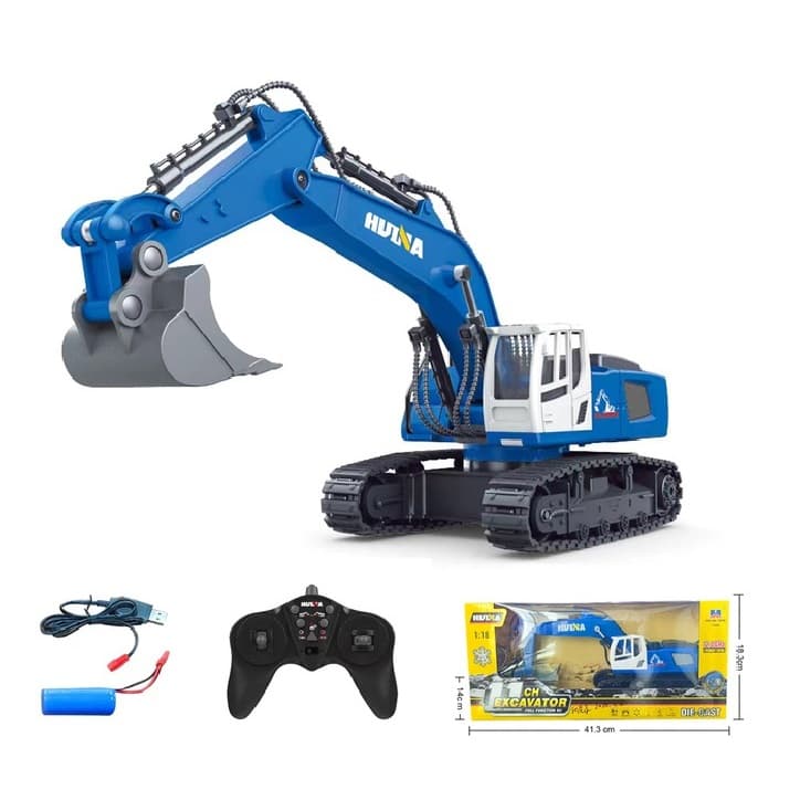 Huina 1558, Escavadeira Controle Remoto 1:18, 9 Canais + Bateria