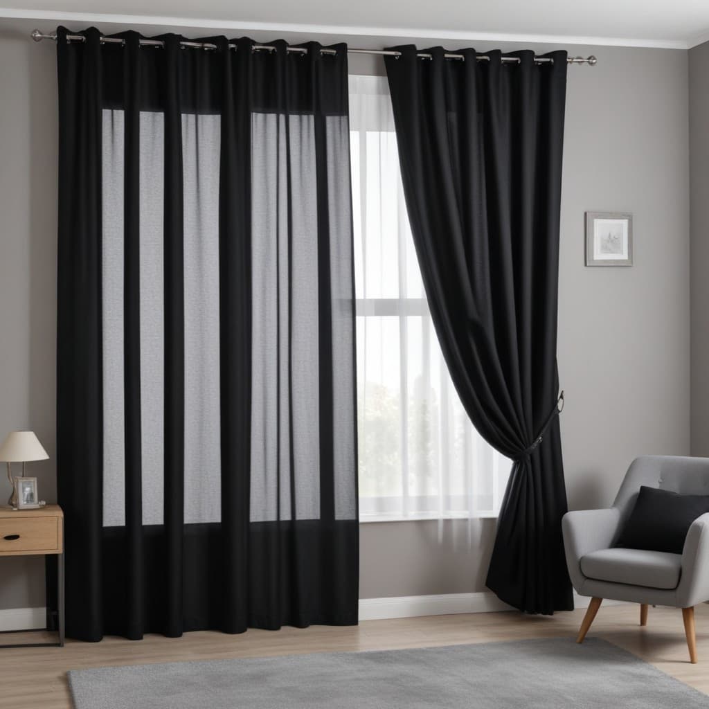 Cortina Sala e Quarto Lisa Preta - 300x280 / 300x250 / 300x230