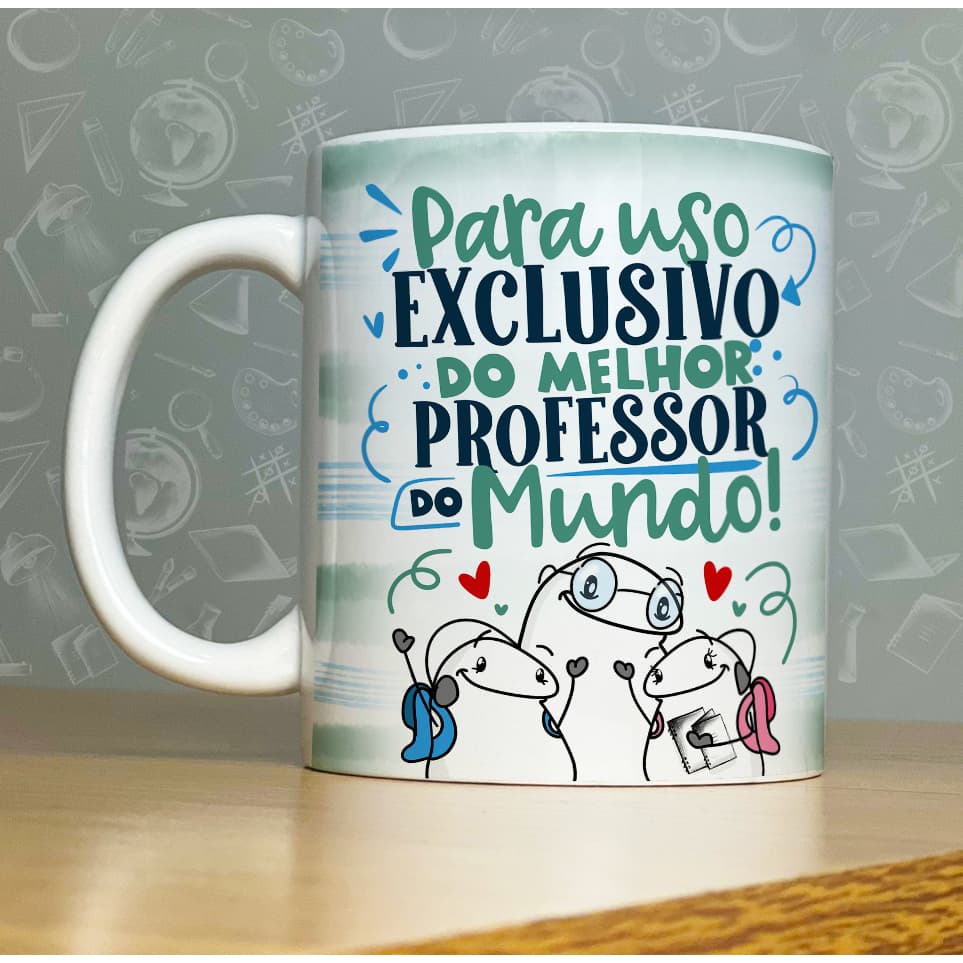Caneca flork melhor professor do mundo xícara personalizada