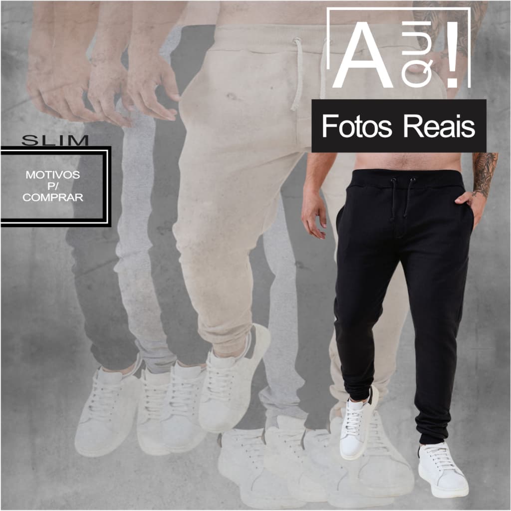 Kit C/4 Calca Moletom Masculina Jogger  Slim Grossa  Inverno Esporte Academia Treino Caminhada