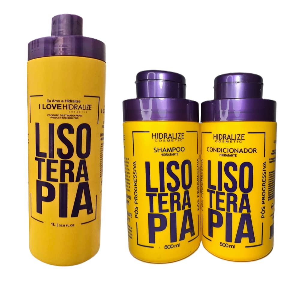 Alisante Orgânico Sem Formol Lisoterapia Hidralize 1L  Shampoo Condicionador Pós Progressiva 500 ML