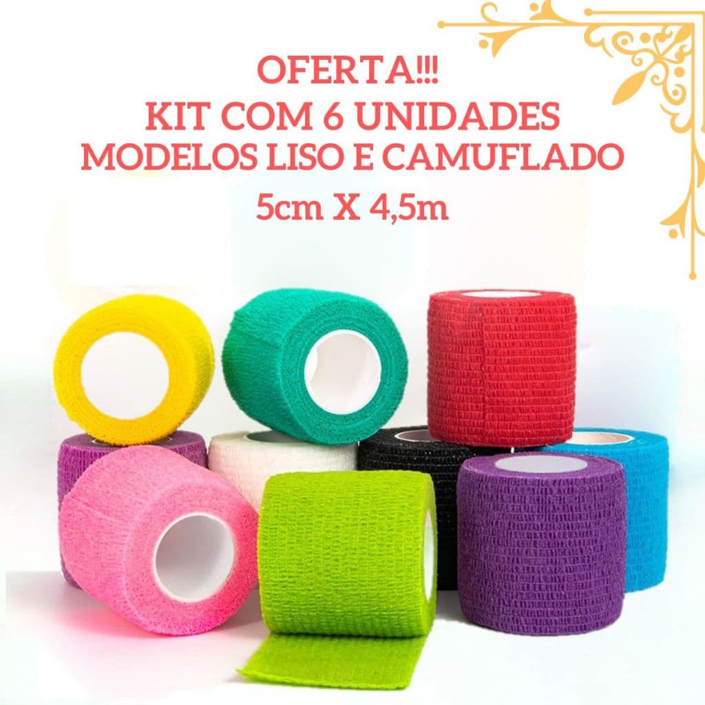 6 Unidades Bandagem Fita Elástica Faixa Thumb Tape Auto Aderente Cross Jiu Tatuagem Proteção Pet