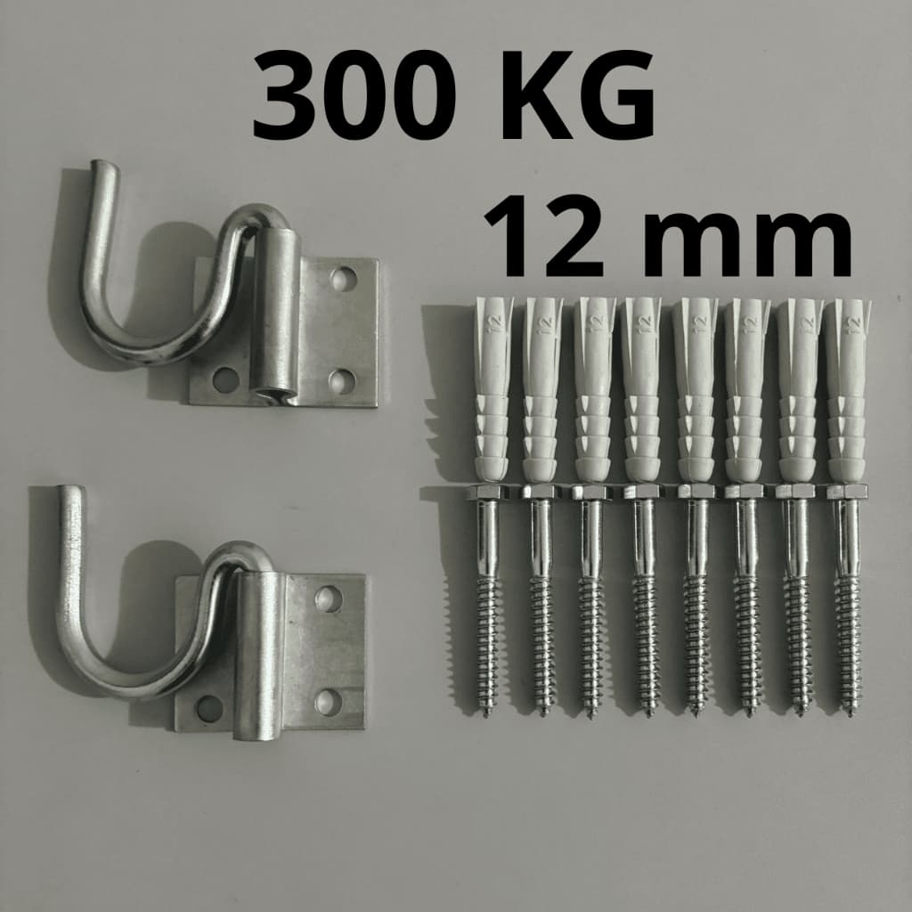 Kit Gancho Suporte de rede dormir Reforçado Armador Rede Descaso Aço Com 8 Parafusos E Buchas 12 mm