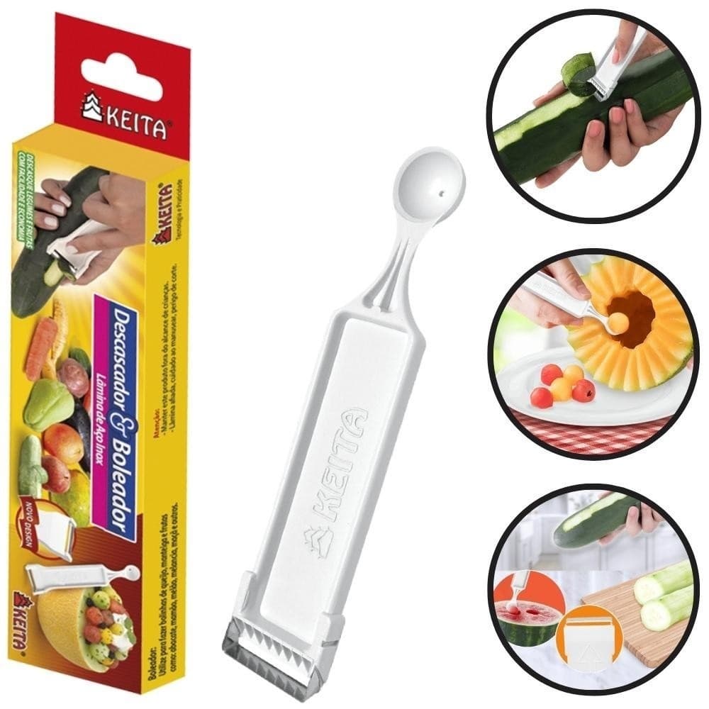 Boleador Descascador Frutas Legumes Batatas Furador 2 Em 1 Aço Inox